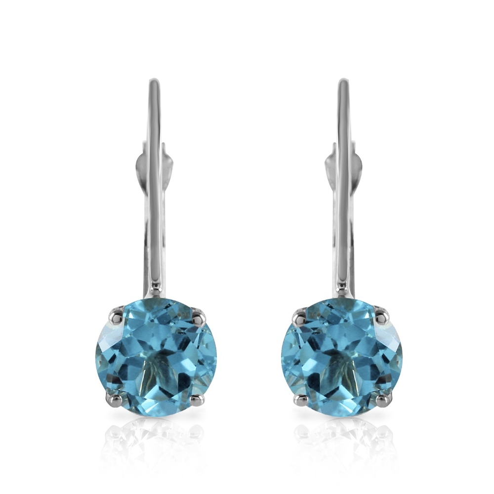 14K. SOLID GOLD LEVERBACK EARRING WITH BLUE TOPAZ - Picture 2 of 5